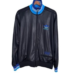 RARE Adidas Chile 62 Full Zip Track Jacket Black Blue Medium